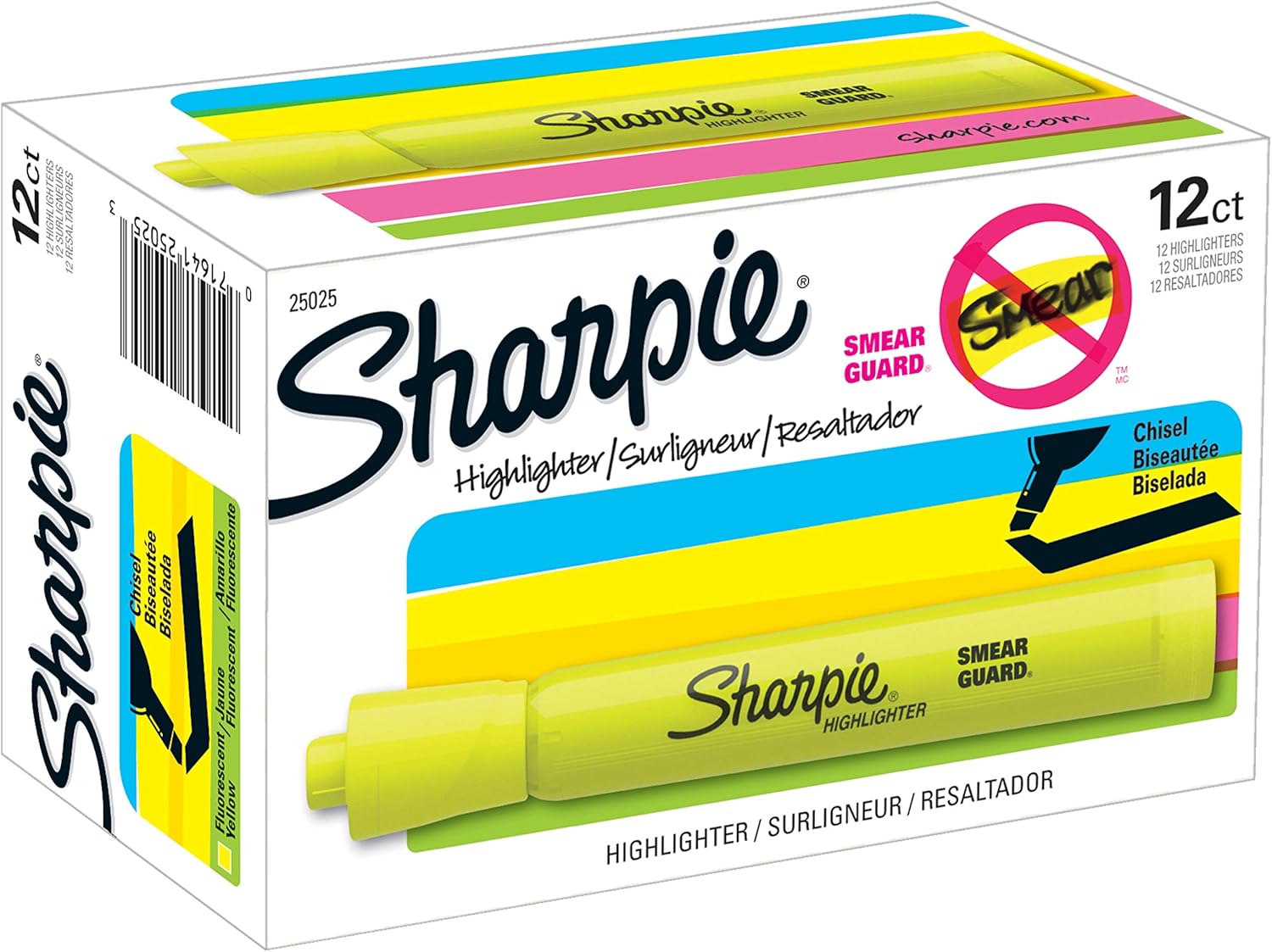 Sharpie Tank Highlighters | Chisel Tip Yellow Highlighter Pens, 12 Count : Office Products