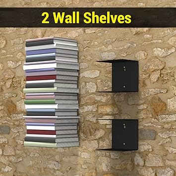 Tied Ribbons 2 Piece Metal Wall Mounted Book Shelfs, Black