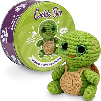 Cookie Box Original Crochet Kit for Beginners Turtle Hugo Amigurumi