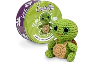 Cookie Box Crochet Kit for Beginners – Gift Set to Make Turtle Hugo Amigurumi Plushie – Easy DIY Crochet & Knitting Starter Kit with Video and PDF Tutorials