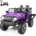 Hikole 24v Two Seater Ride On Jeep Car with Remote Control, Kids Electric Vehicles, 4×100W Power Motors, 4WD/2WD Switchable, 24Volt Ride on Toys for Big Kids, Shovel, Horn/Bluetooth/USB, Purple