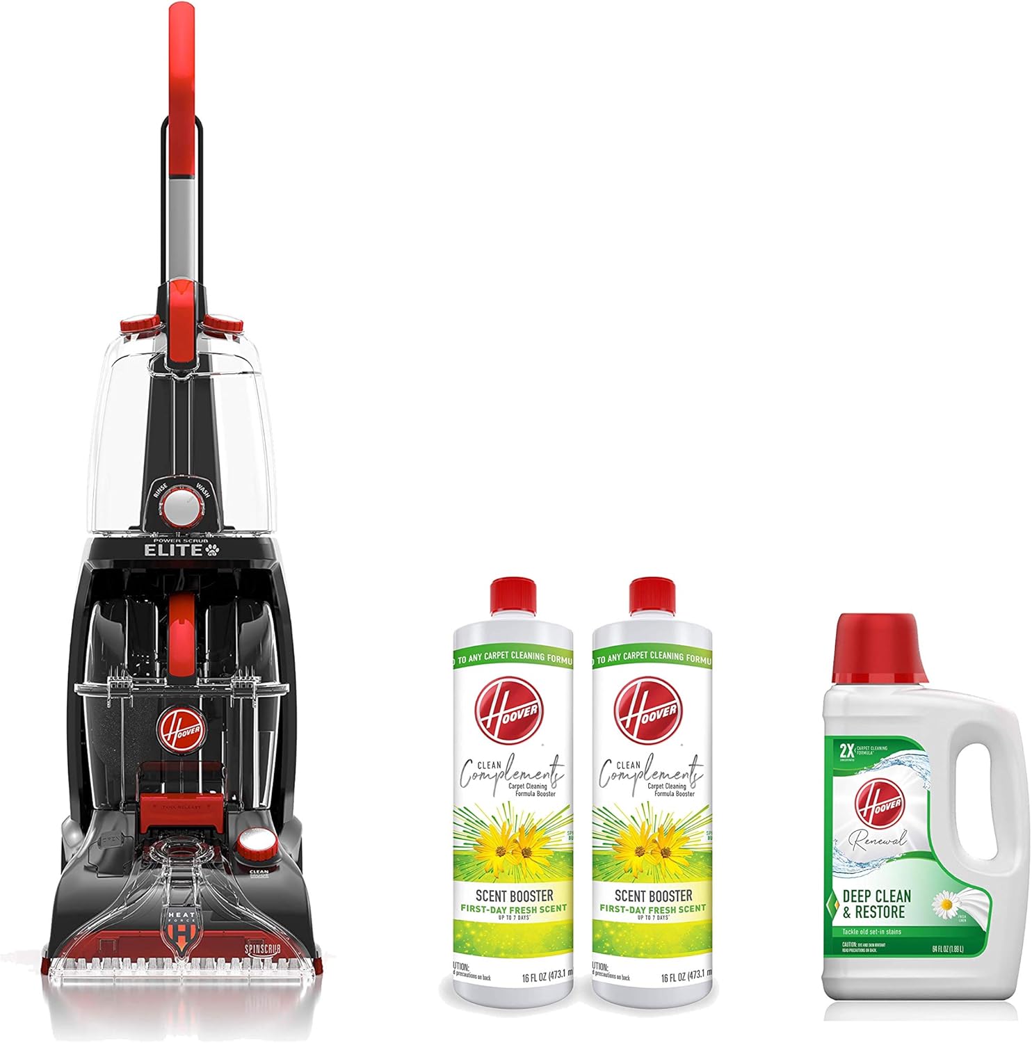 Amazon Com Hoover Fh50251pc Power Scrub Elite Pet Upright Carpet Cleaner And Shampooer Red Deep Cleaning Carpet Shampoo White 64 Fl Oz Scent Booster For Carpet Cleaner Machines 16 Oz