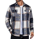 COOFANDY Mens Flannel Shirts Long Sleeve Plaid Shirt Jacket Button Down Shirt with Pockets