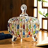 HSKIE Colorful Crystal candy jars Candy jars with lids christmas candy jar Candy containers cute candy jar glass jar with lid-24 oz