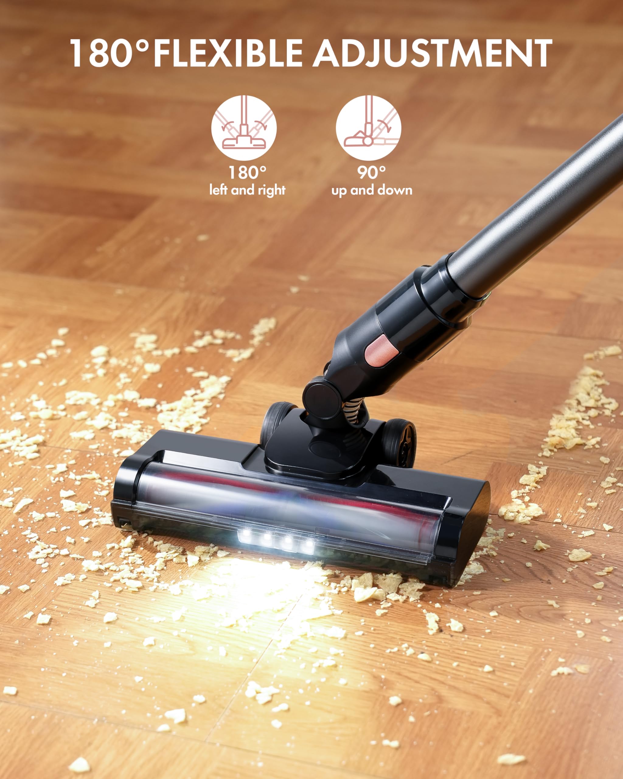 Homeika 28Kpa Cordless Vacuum, 380W Motor, 8-in-1 Lightweight Stick Vac with 50 Min Battery for Carpet & Pet Hair