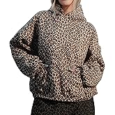 DURUNUL Leopard Print Hoodies for Women Oversized Cheetah Printed Hooded Pullover 2000s Y2K Hoodie Sweatshirt 90s Streetwear