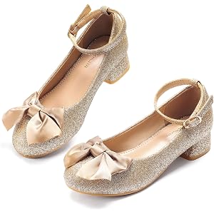 TOZHCITA Girls Low Heels Shoes for Girls Princess Dress Up Shoes,Toddler Mary Jane Shoes in Wedding Party Church Costume
