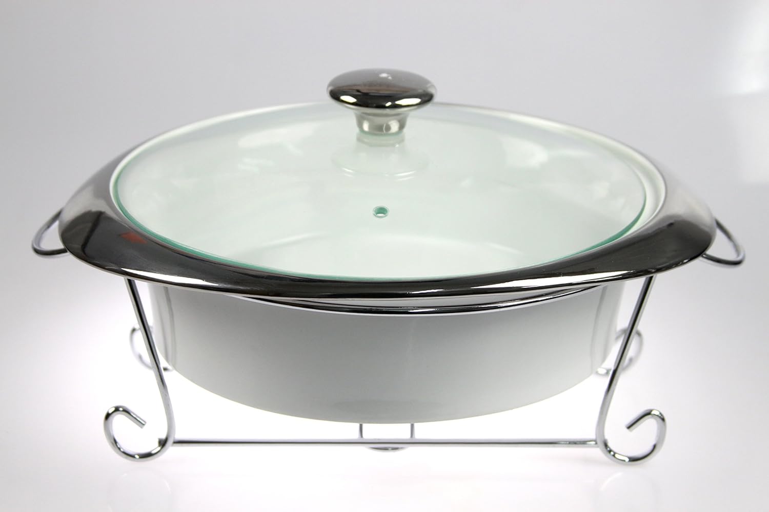 Tristar 12" Round Porcelain Chafing Dish Tureen Food Warmer Chafing