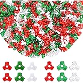 1200 Pieces Christmas Tri Beads, Red Green White Triangle Beads with Elastic String for DIY Wreath Candy Cane Christmas Ornaments Beaded Ornament Kit (Colorful)