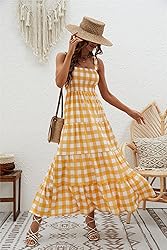 kinstell Women's Summer Boho Spaghetti Strap Square