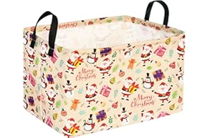 MAIZMZ Christmas Basket for Kids Santa Claus Snowman Xmas Storage Baskets Collapsible Nursery Hamper Waterproof Clothes Toy Bin Book Shelf Gift Basket Cube Room Decor ﻿
