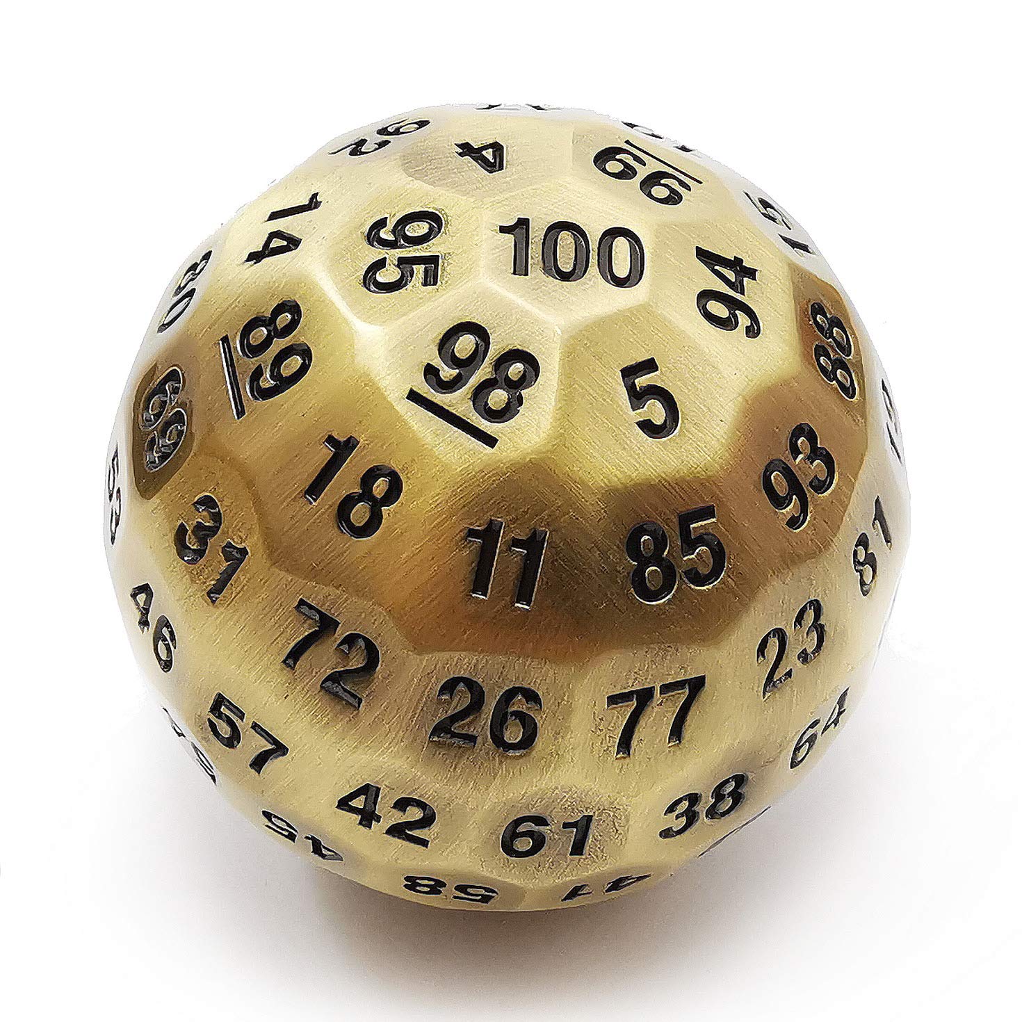 BESCON DICE Bescon Solid Metal 100 Sided Dice, Giant Polyhedral Metal D100, 50MM (1.97in), Ancient Brass — image 1