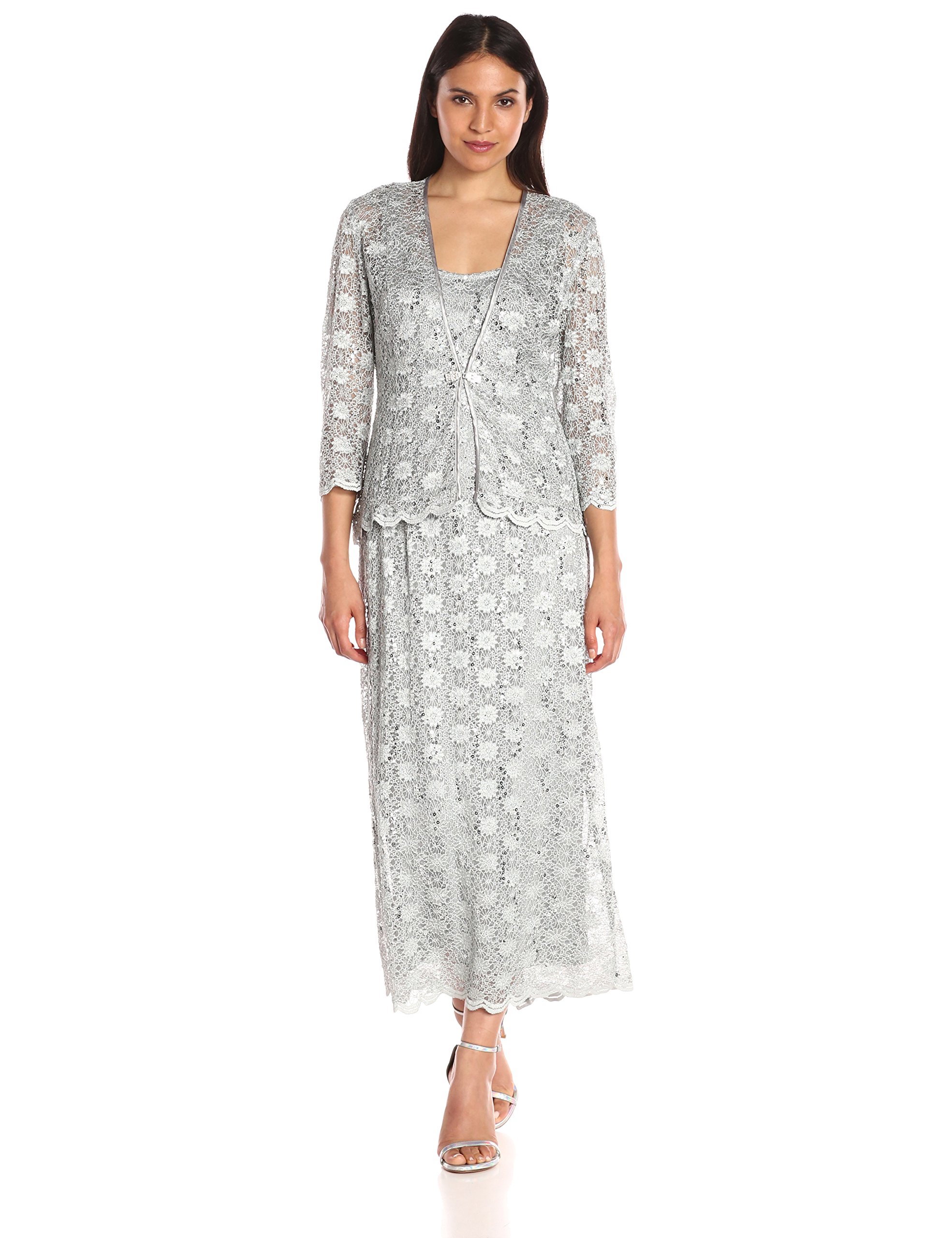 R&M Richards Women's 2 Piece Lace Swing Jacket Dress