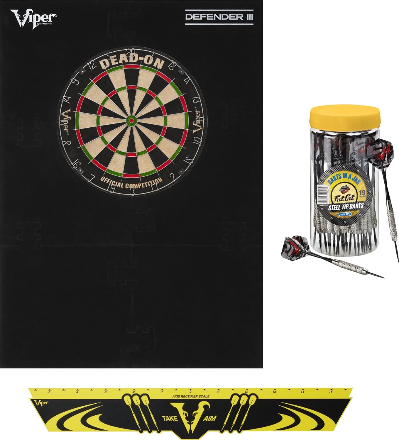 Viper Defender III Backboard & Sisal/Bristle Steel Tip Dartboard Bundle: Standard Set (Shot King Dartboard, Defender III Backboard, Edge Throw Line) : Sports & Outdoors