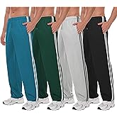 AlisOker Men's Mesh Athletic Sweatpants with Pockets Open Bottom Gym Active Pants for Running, Training, Workout