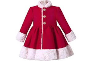 Pettigirl Girls Elegant Winter Christmas Fashion Faux Fur Collar Red Overcoat Outfit Kids Stylish Holiday Party Coat
