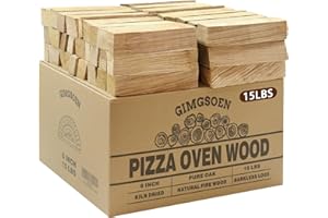 GIMGSOEN Pizza Oven & Cooking Wood – Mini Kiln-Dried Oak, 6-Inch Logs, 15lb Box – Bark-Free Firewood for Ooni, Gozney, Solo Stove & More – High Heat, Long-Lasting Burn for Grilling, BBQ & Smoking