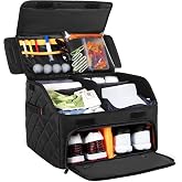 PGmoon Upgraded Golf Trunk Organizer, 2 Layer Golf Car Organizer for Golfer | Golf Car Trunk Locker with Separate Ventilated Compartment for 2 Pair Shoes, Balls, Clothes, Golf Gifts for Men, Women