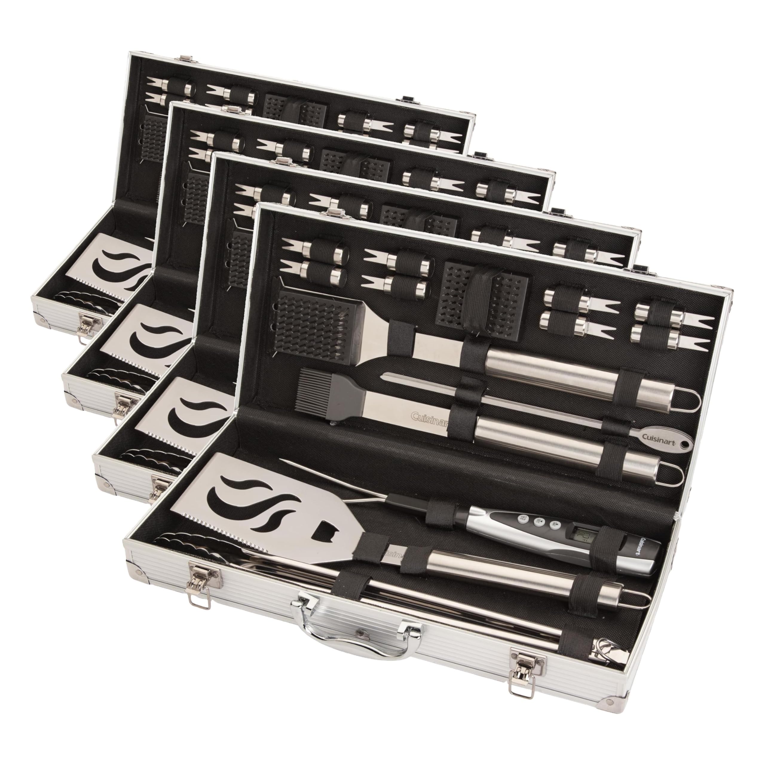 Cuisinart Deluxe Grill Tool Set, 20-Piece Grill Set, BBQ Accessories with Aluminum Case, Stainless Steel Grilling Accessories, Grilling Gifts for Men, for Dad Husband (Pack of 4) Image