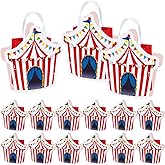 Kolldenn 24 Pcs Circus Party Favor Bags Carnival Gift Treat Bags Circus Theme Goodie Candy Totes with Handles for Carnival Themed Birthday Party Supplies