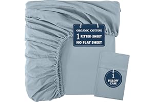 LANE LINEN Twin XL Fitted Sheet - 100% Organic Cotton 2 Pc Set (1 Fitted Sheet, 1 Pillowcase), Percale Weave, Lightweight, So