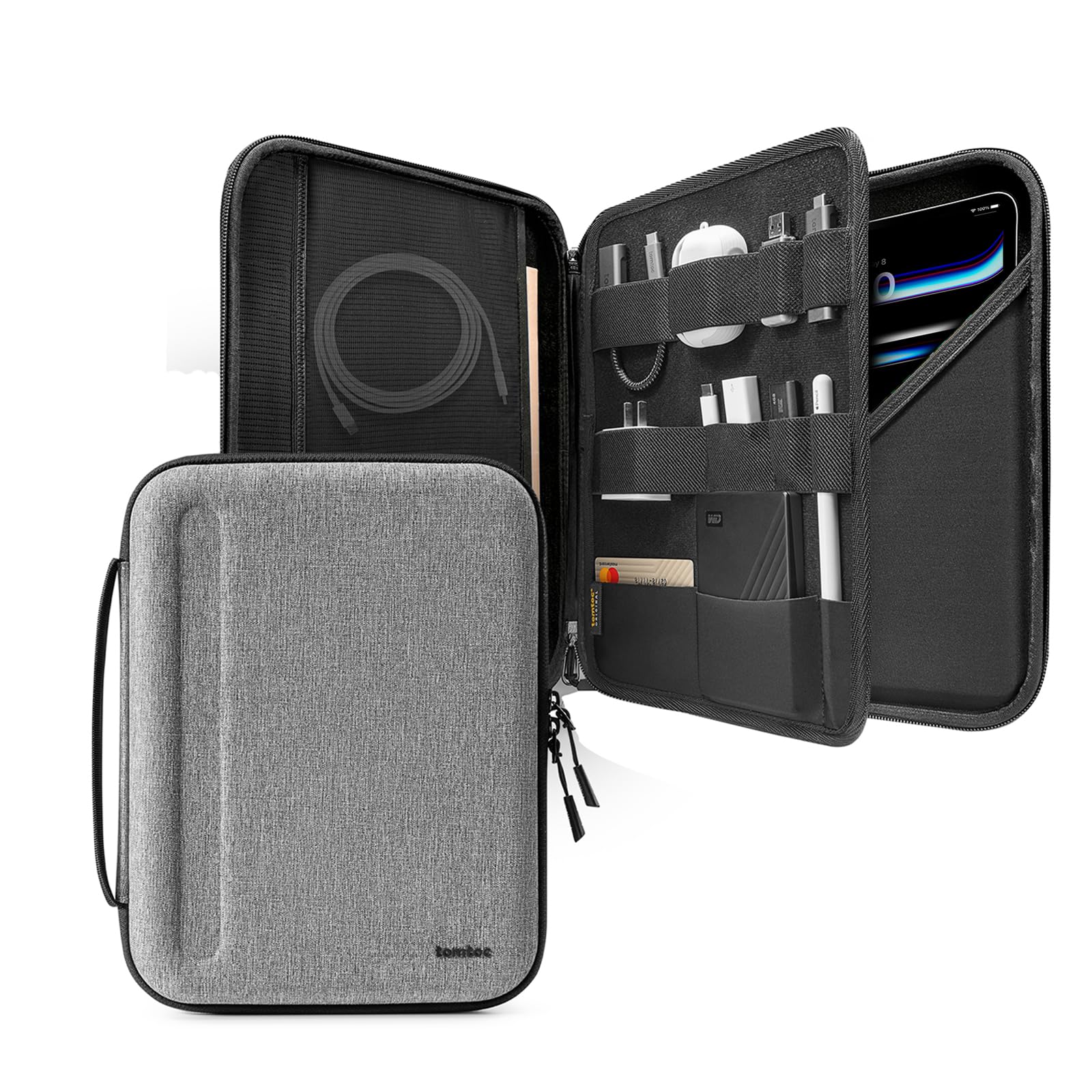 tomtoc Portfolio Tablet Case for 13-inch iPad Air 2026 (M4/M3/M2), iPad Pro 13-inch (M5/M4), 12.9-inch iPad Pro, Protective Sleeve with Accessories Pocket, Storage Carry Bag for Adapter/Magic Keyboard