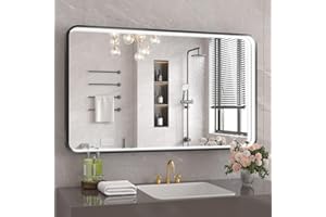 Twalsu 40x24 Inch LED Bathroom Mirror with Lights, Black Metal Framed LED Mirror for Bathroom, 3 Colors and Stepless Dimmable Wall Mounted Lighted Bathroom Vanity Mirror, Anti-Fog, Memory