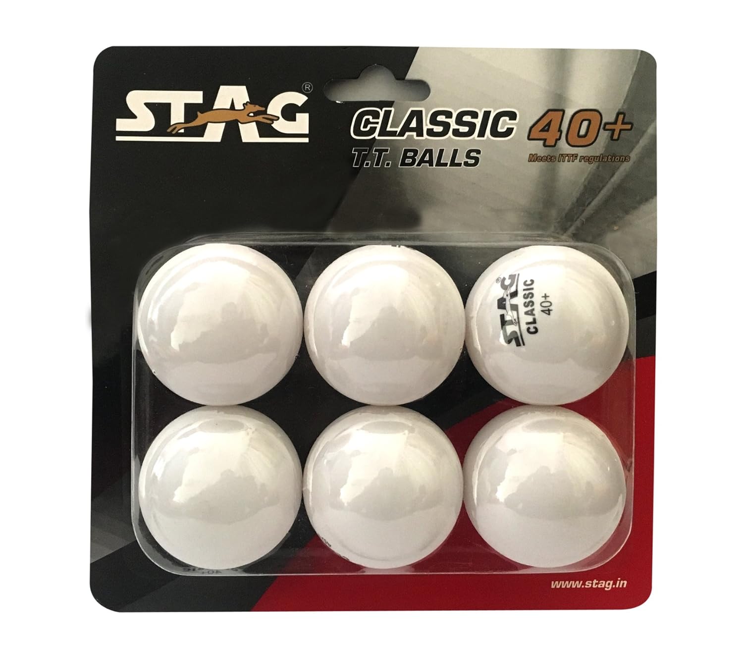 Stag ClassicW Plastic Table Tennis Ball, 40mm Pack of 6 (White) At Rs