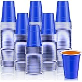 Lounsweer 100 Pack 16 Ounce Plastic Party Cups Heavy Duty Drinking Water Cups for Valentine Carnival St. Patrick's Day Holiday Festival Wedding Birthday Party Supplies(Blue)