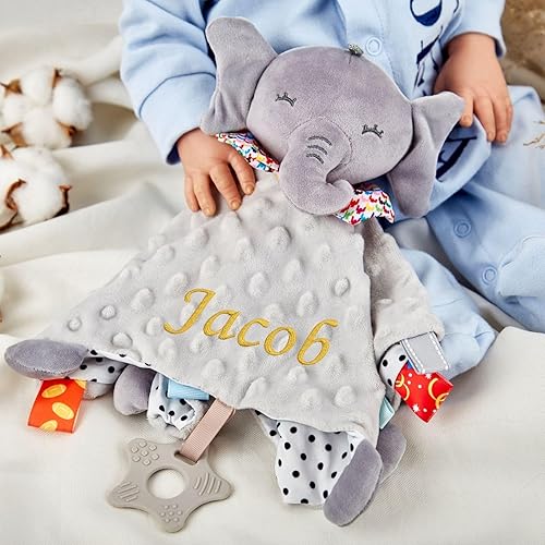 Personalized Baby Security Blanket with Tags Teether Evulum Soft