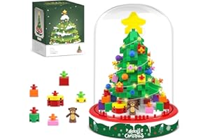 ALAGOO Christmas Tree Building Blocks Toy Building Sets, 542 Pcs Christmas Décor Building Kit with LED Light, Christmas Tree Toy Tabletop Christmas Ornament Xmas Gifts Stocking Stuffers for Kids Adults