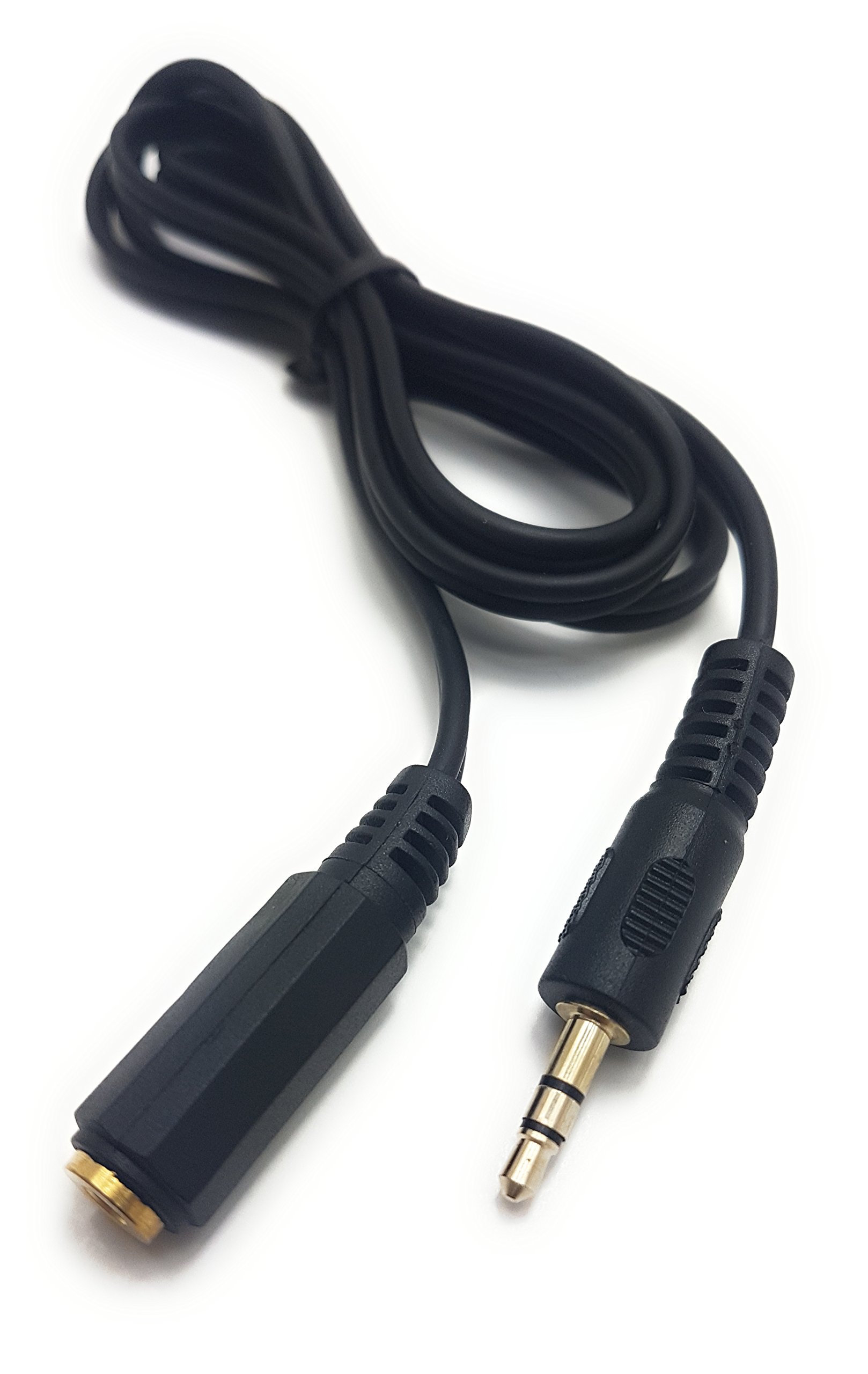 MainCore 1m long Black 3.5mm Stereo Jack to Socket Headphone Extension Cable (Available in 0.30m, 0.50m, 1m, 1.5m, 2m, 3m, 4m, 5m, 10m, 15m) (1m)
