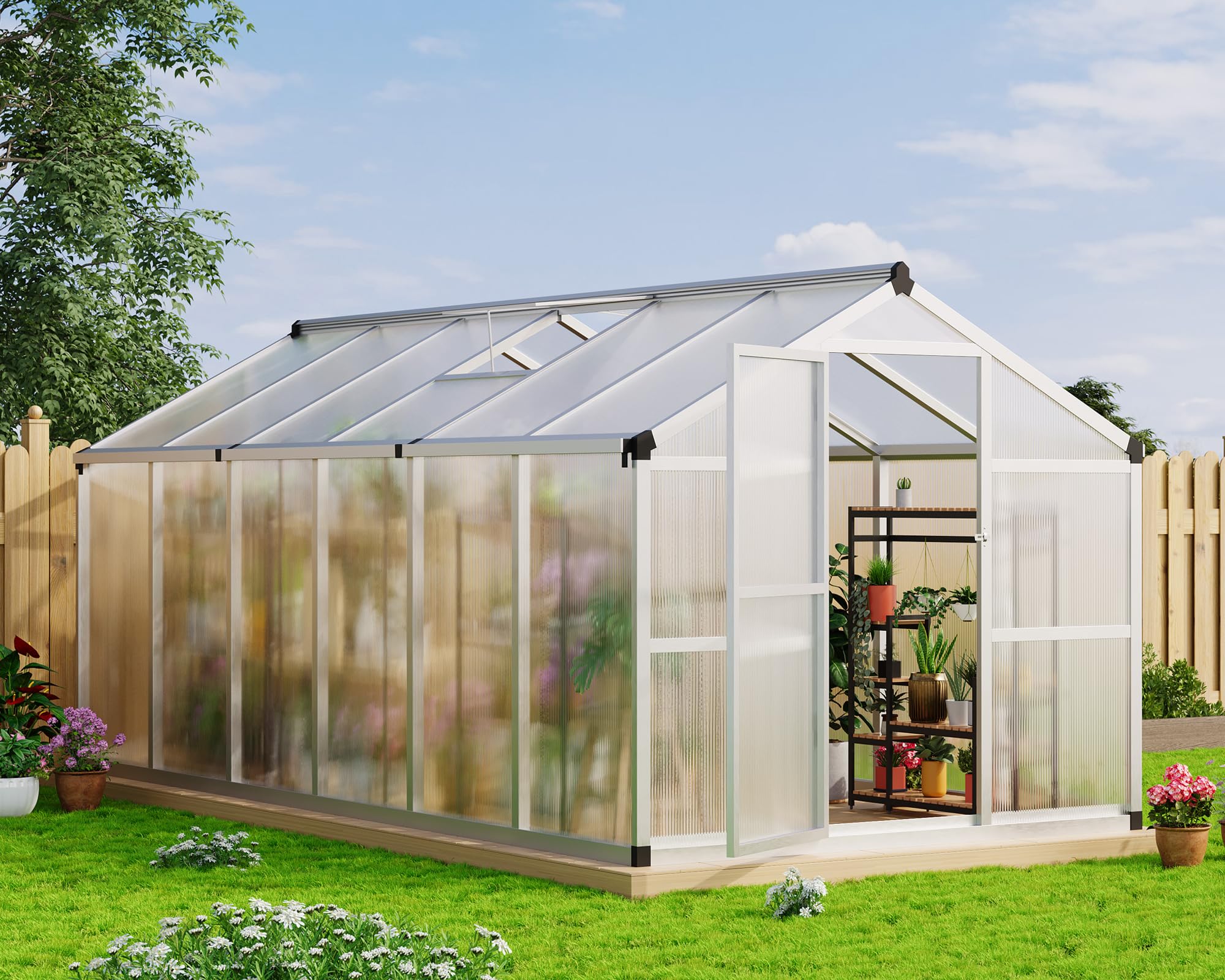 Photo 1 of **2 BOXES**GarveeLife 8x12 ft Greenhouse, Large Aluminum Greenhouses for Outdoors, Heavy Duty Polycarbonate Greenhouse with Roof Vent, Walk-in Green houses for Winter Garden, Backyard, Patio, Lawn, Easy Assembly