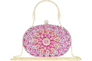 MAIRLOM Rhinestone Clutch Purses for Women Evening Wedding Formal - Round Pearl Clasp Handbag - Crystal Diamond Bag