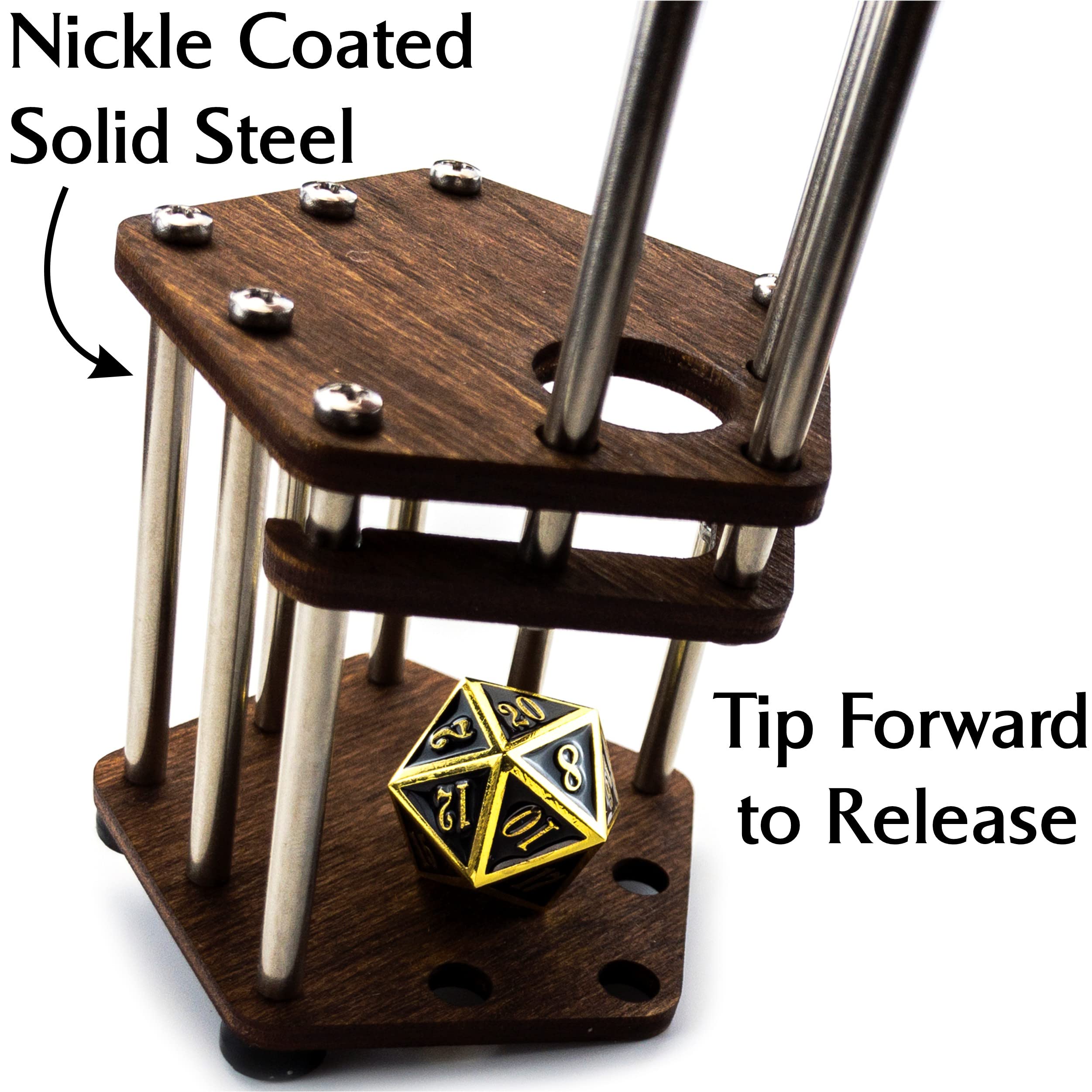 C4Labs DnD Dice Jail | Metal Bars | Cage for Bad Dice | Prison | Fits Full Set of Dice (Walnut)