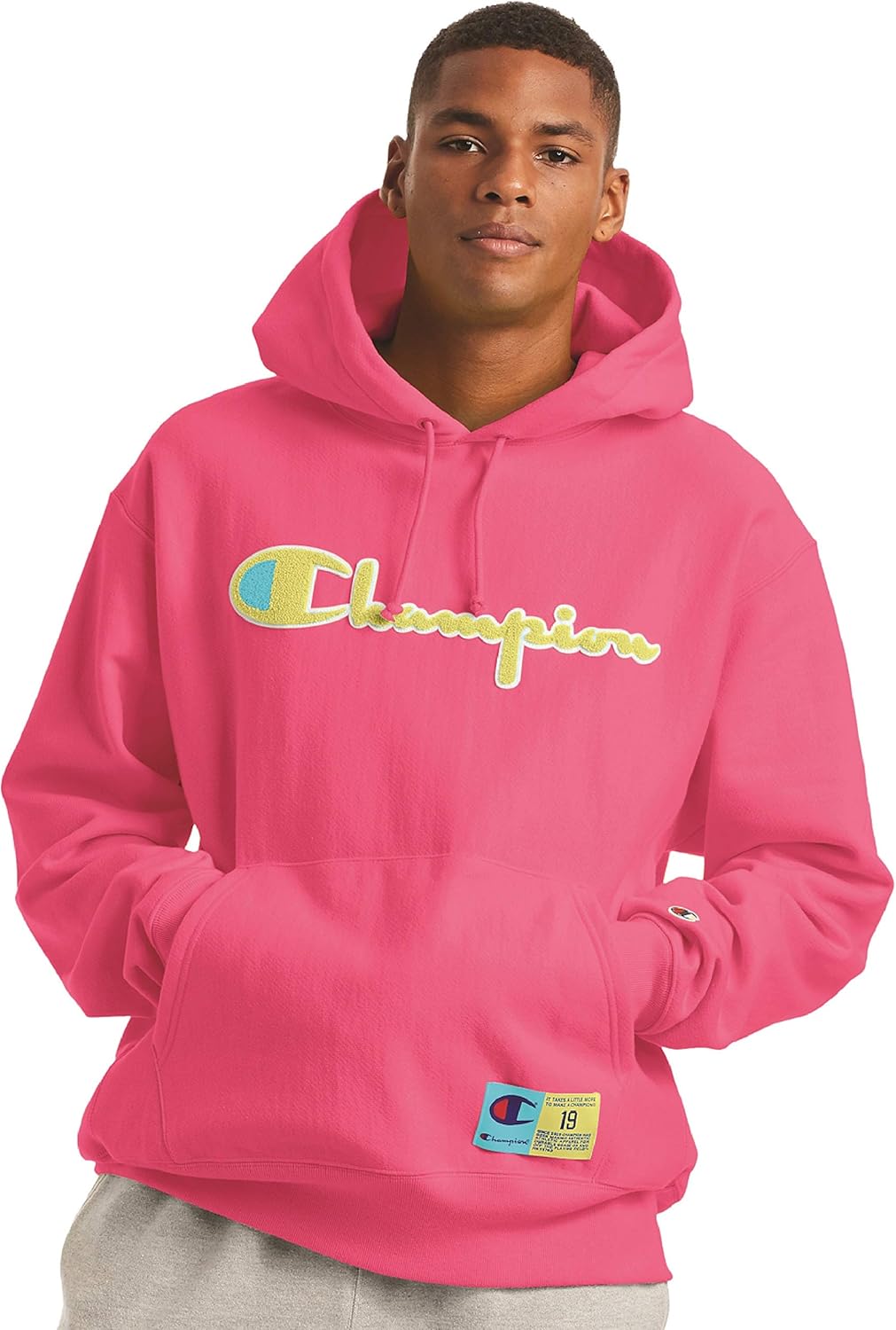 pink champion mens hoodie