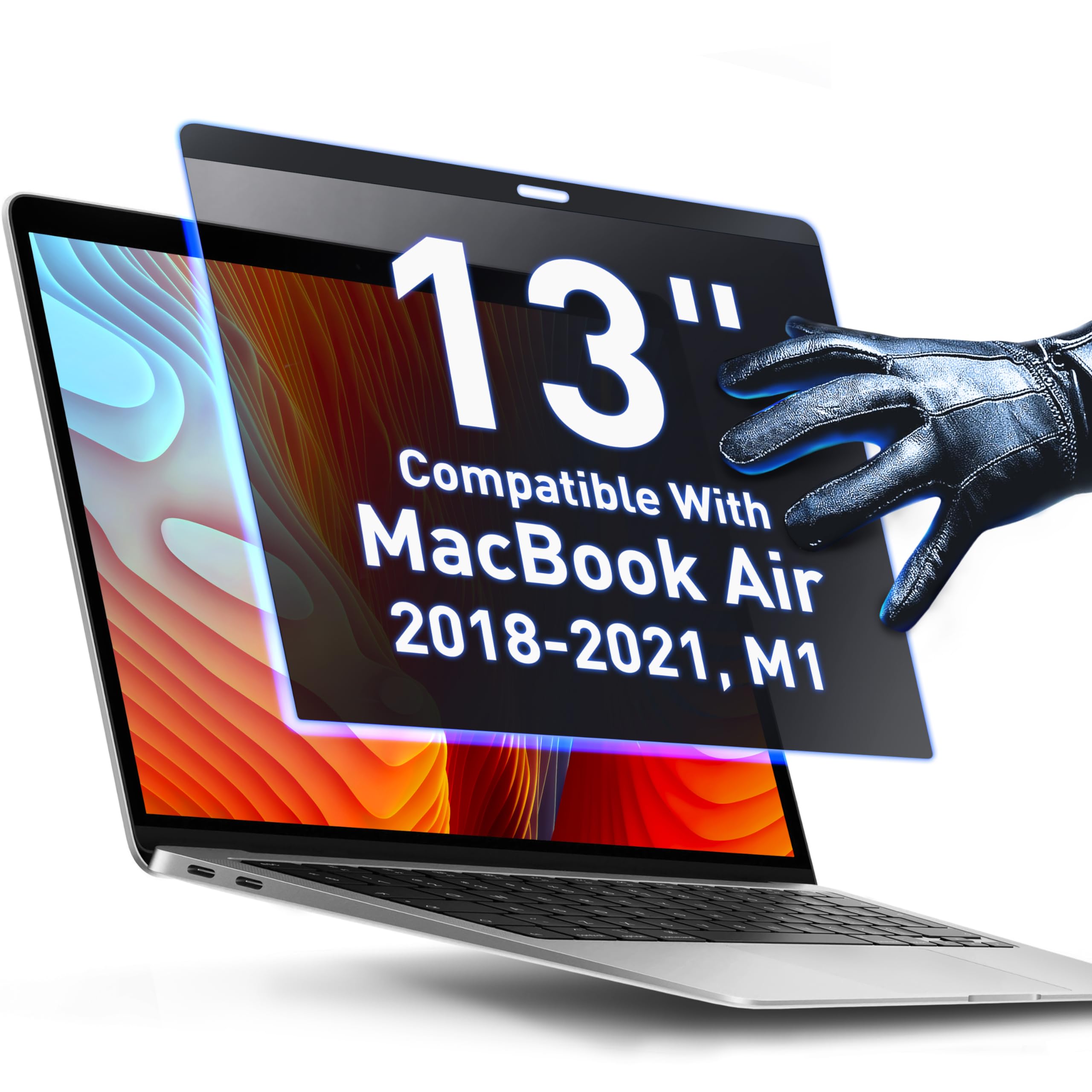 VINTEZ Magnetic Privacy Screen Compatible With MacBook Air 13" 2018, 2019, 2020, 2021, M1 Anti-Blue Light Laptop Screen Protector Filter Blue Light Blocking Filter — image 1