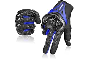 IRON JIA'S Motorcycle Gloves Full Finger Durable for Road Racing Bike Summer Spring Powersports Support Touch Screen Blue- XL