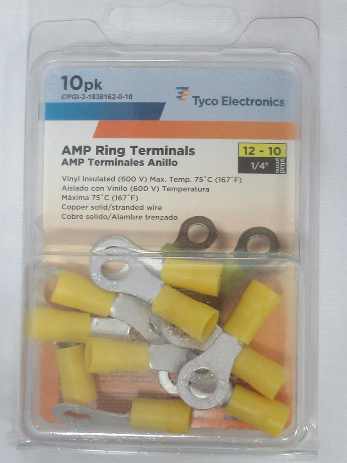Tyco CPGI21838162010 AMP Ring Terminals Pack Of 10