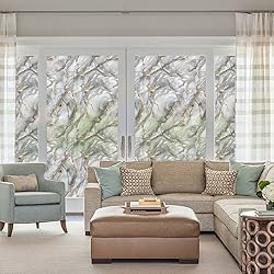 DKTIE Marble Pattern Privacy Window Film with