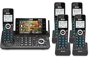 AT&T 5-Handset DECT 6.0 Bluetooth Cordless Phone for Home and Business with Answering Machine, Smart Call Blocking, 5" Large 