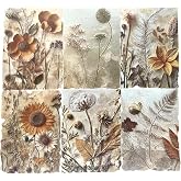 ZIKERVDO 20PCS Vintage Autumn Floral Scrapbook &amp; 3 Embossed Textured Paper | Dried Flower Botanical Decoupage Decorative Paper Kit collage Supplies for Crafts,Scrapbooking,Card Making,Junk Journal