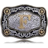 Absbolo Western Belt Buckle Initial Letters ABCDJMR to Z Large Gold Cowboy Belt Buckle Cowboy Belt Buckles for Men Women