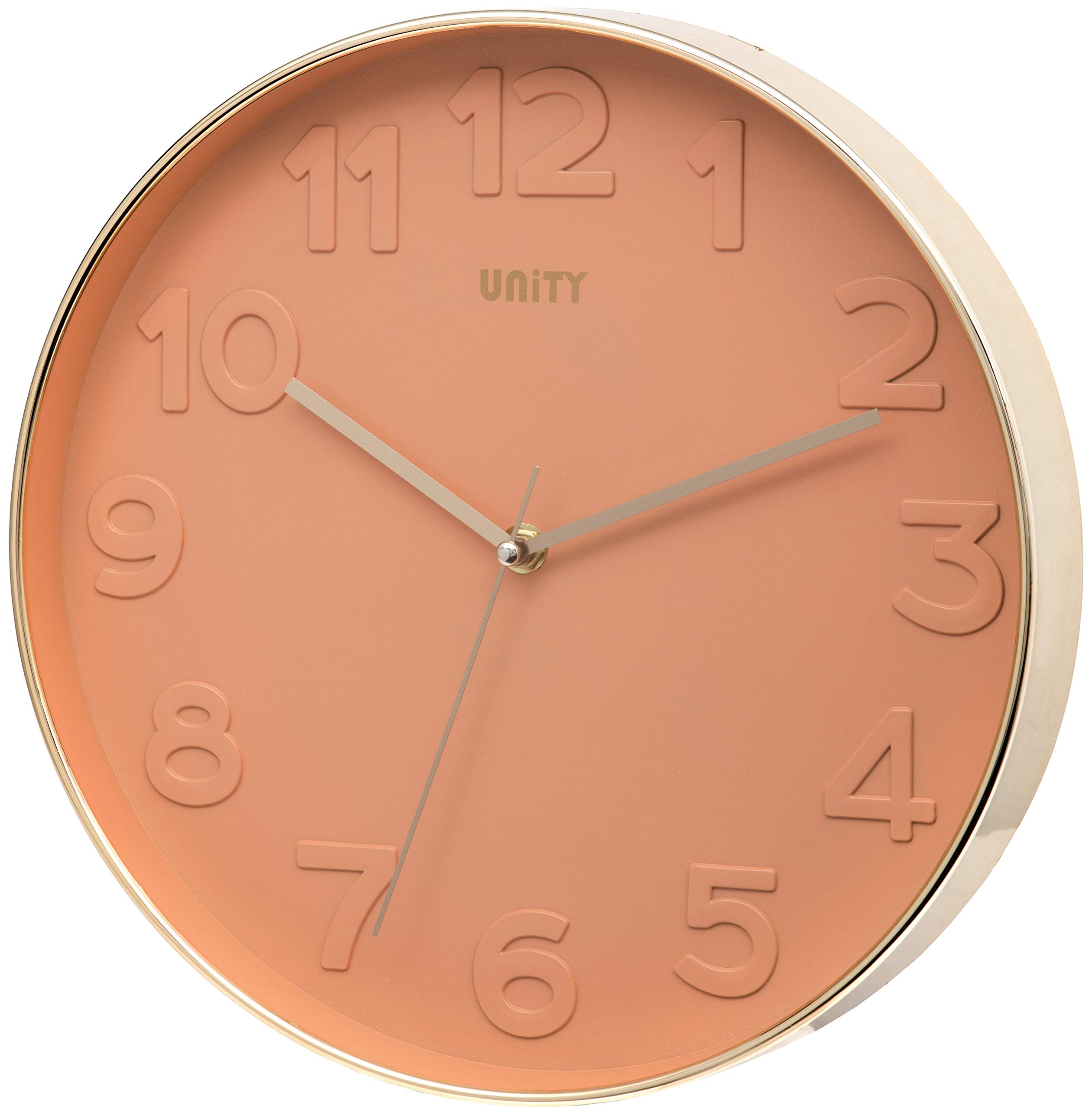 Unity Wall Clock, Bergen, Silent Sweep, Modern, Peach Pink, 30cm / 12-inch