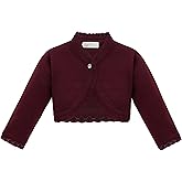 Lilax Little Girls' Knit Long Sleeve Button Closure Bolero Cardigan Shrug