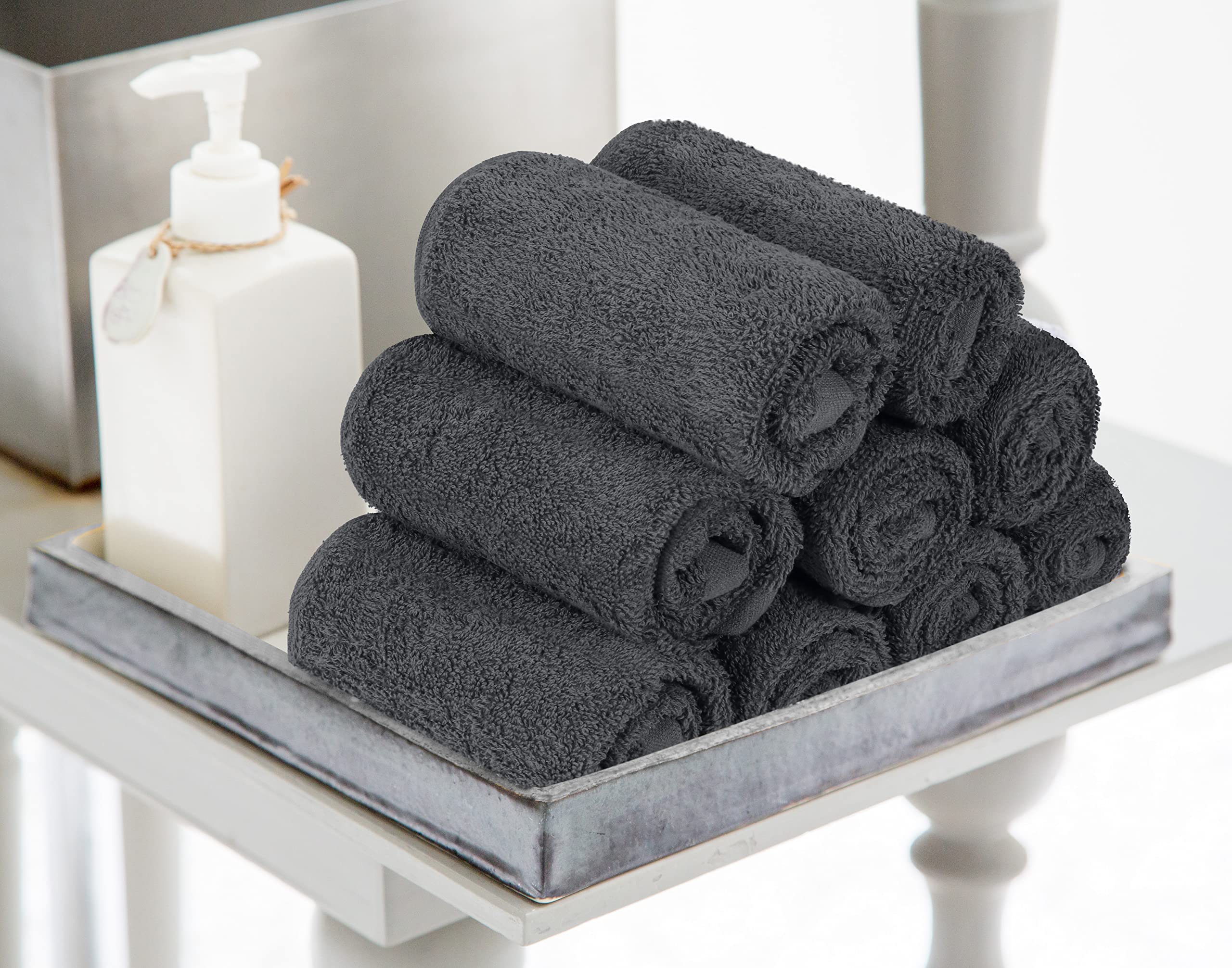 Utopia Towels - 24 Stück Seiftücher, 30x30 cm mit Aufhängeschlaufen, saugfähige Waschlappen zum Abwischen und Reinigen des Gesichts aus 100% Baumwolle (Grau) 9