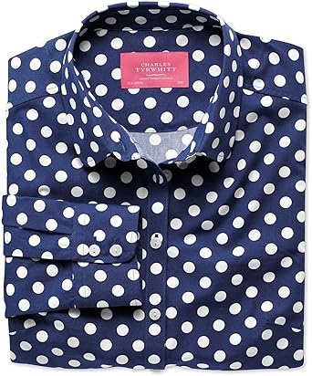 navy and white spot blouse