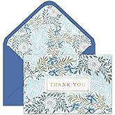 Whaline 24 Pack Blue Floral Thank You Cards Retro Flower Greeting Cards with Envelopes Stickers Foil Gold Blank Note Cards for Wedding Baby Shower Birthday, 4 x 6 Inch