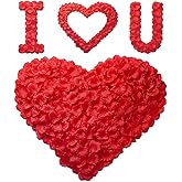 VKshop 1200 Red Rose Petals - Artificial Fake Rose Flower Petals for Valentine's Day,Wedding Decorations, Romantic Proposal, Anniversary, Party, Aisle Decor, Flower Girl