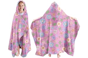 JOPJOLIW Girls Hooded Bath Towel, Toddler Bath Towel 30"X50", Cute Flower Poncho Towels for Girls Boys, Absorbent Bath Towels Perfect for Kids Pool Bath Beach Swim